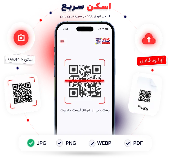 اسکن بارکد از دوربین یا آپلود تصویر